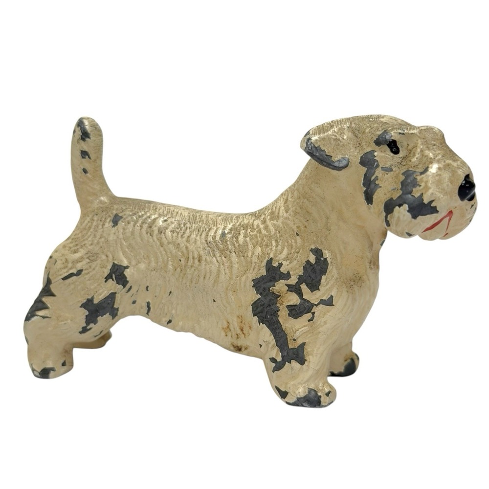 Vintage Cast Iron‎ Terrier Dog Puppy Figurine Painted Collectable Cute